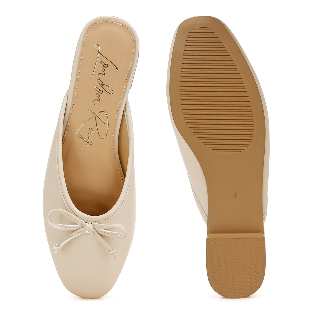 bow slip-on flat mules#color_beige