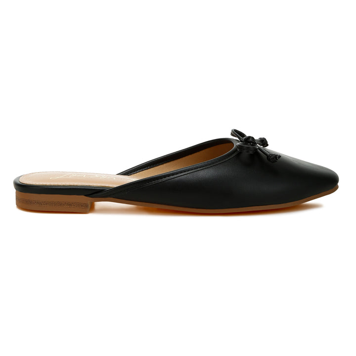 bow slip-on flat mules#color_black