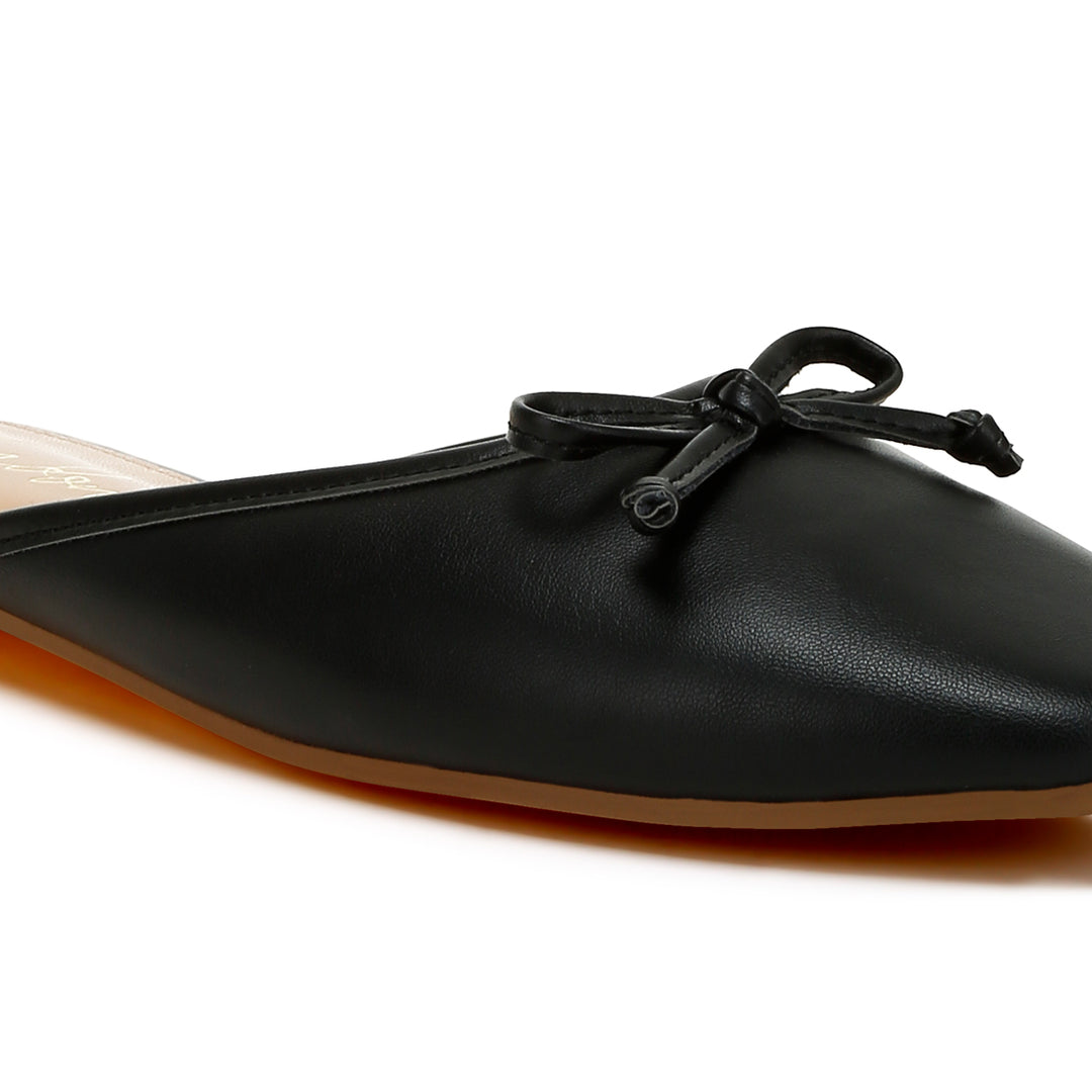 bow slip-on flat mules#color_black