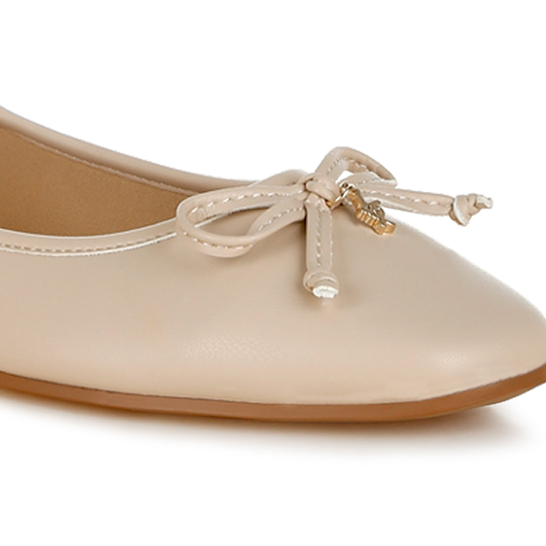 faux leather casual ballerinas#color_beige