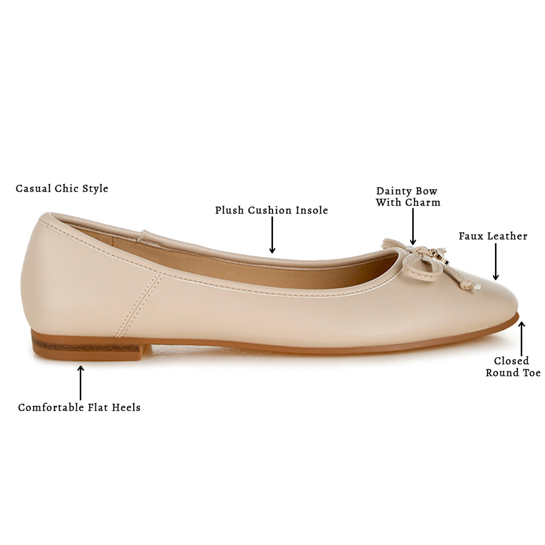 faux leather casual ballerinas#color_beige