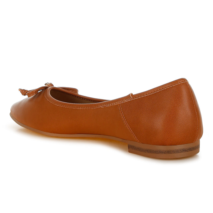 faux leather casual ballerinas#color_tan