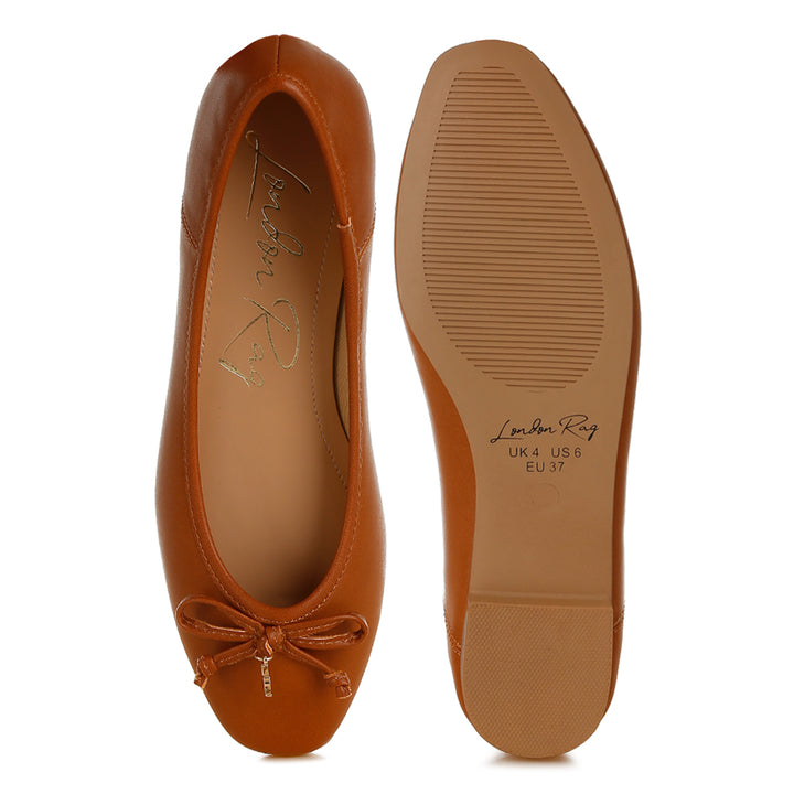 faux leather casual ballerinas#color_tan