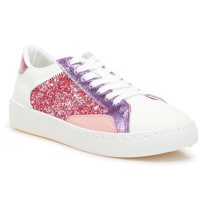 glitter faux leather sneakers#color_pink