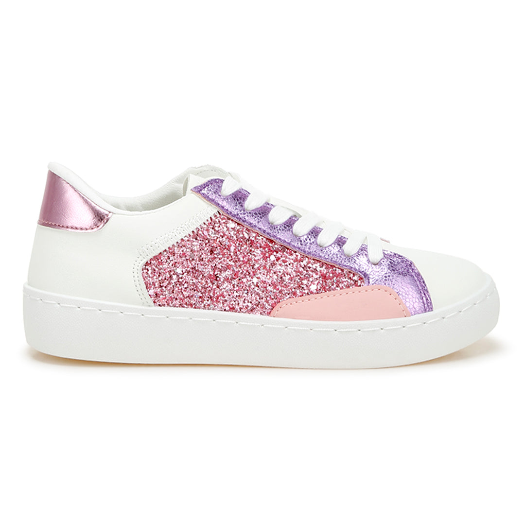 glitter faux leather sneakers#color_pink