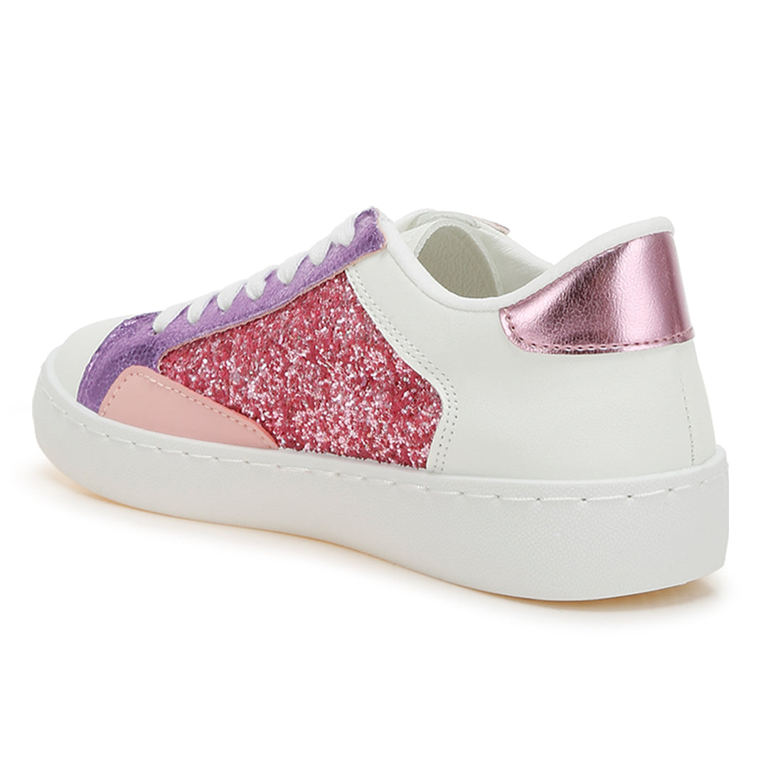 glitter faux leather sneakers#color_pink