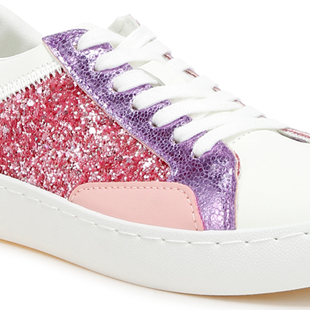 glitter faux leather sneakers#color_pink