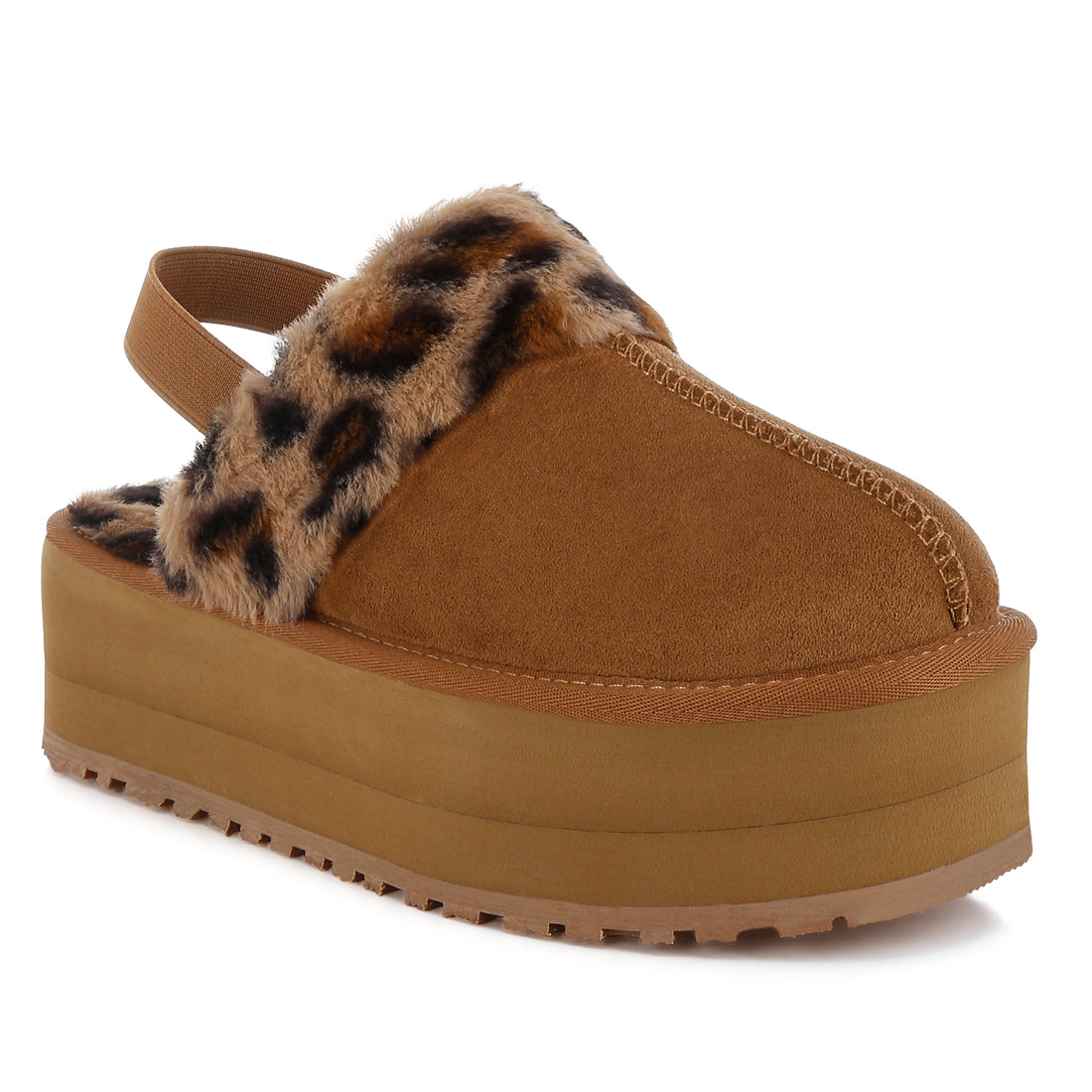 faux fur trim platform classic slingback#color_tan