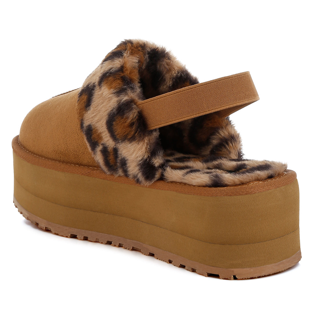 faux fur trim platform classic slingback#color_tan