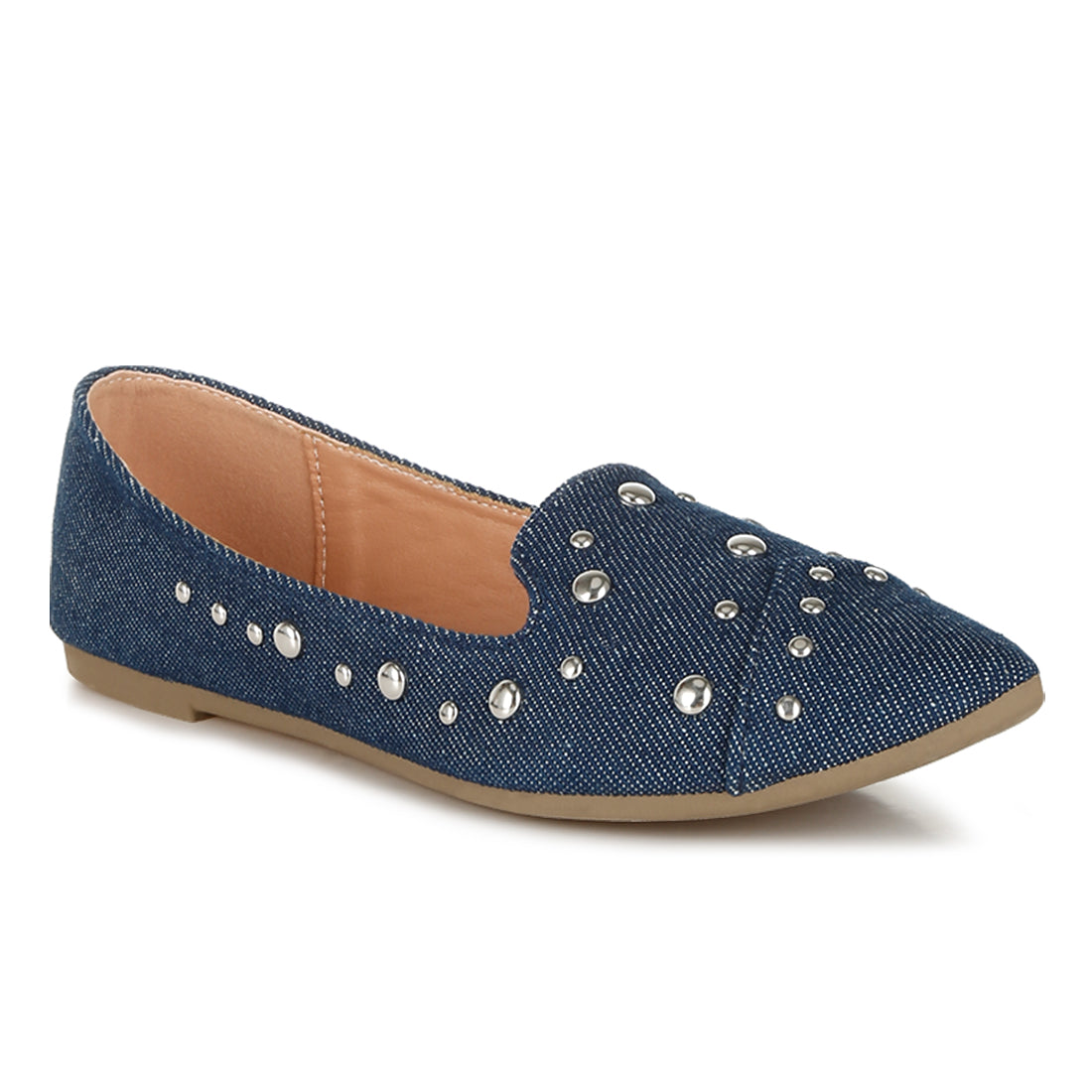 stud emebllished ballet flats
#color_denim
