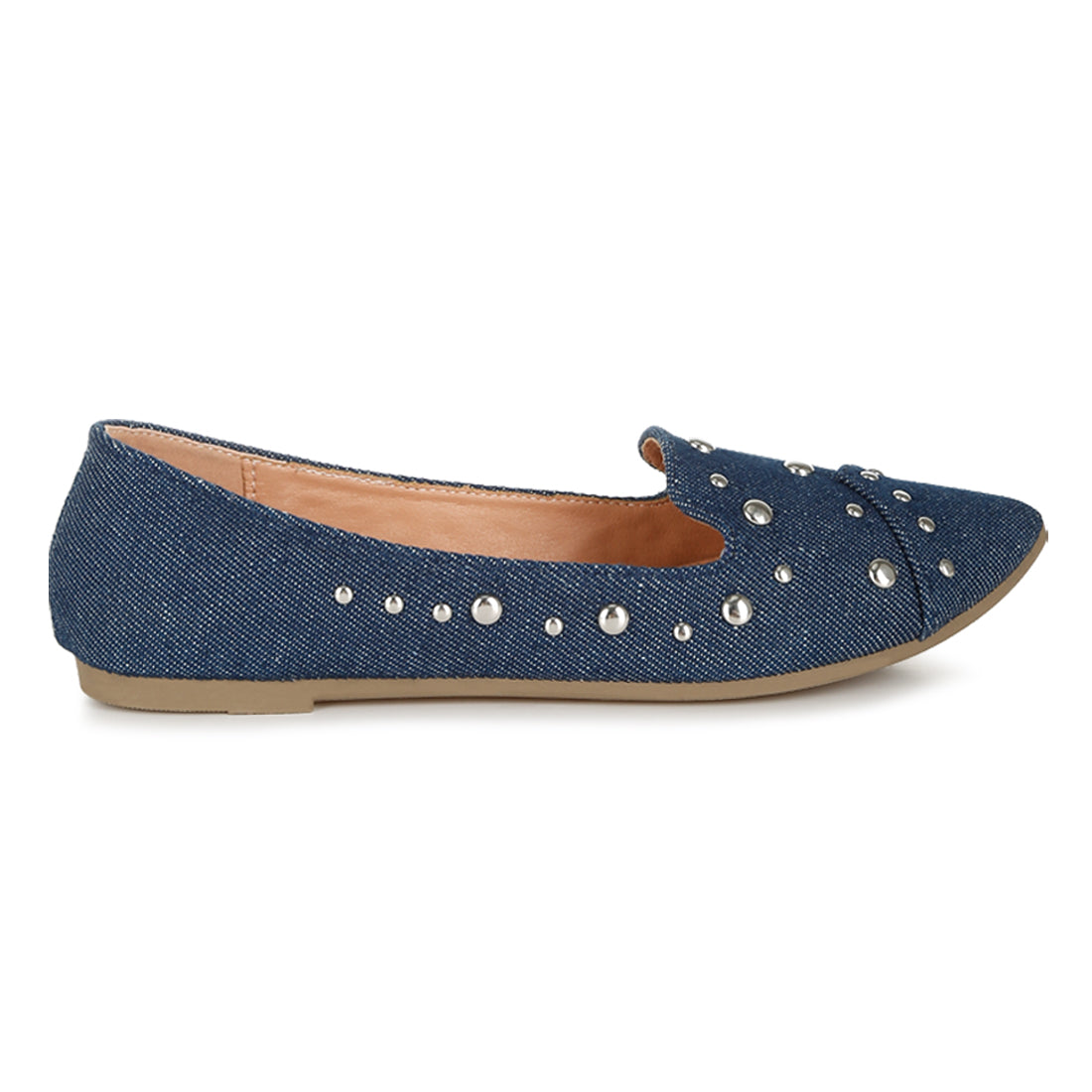 stud emebllished ballet flats
#color_denim