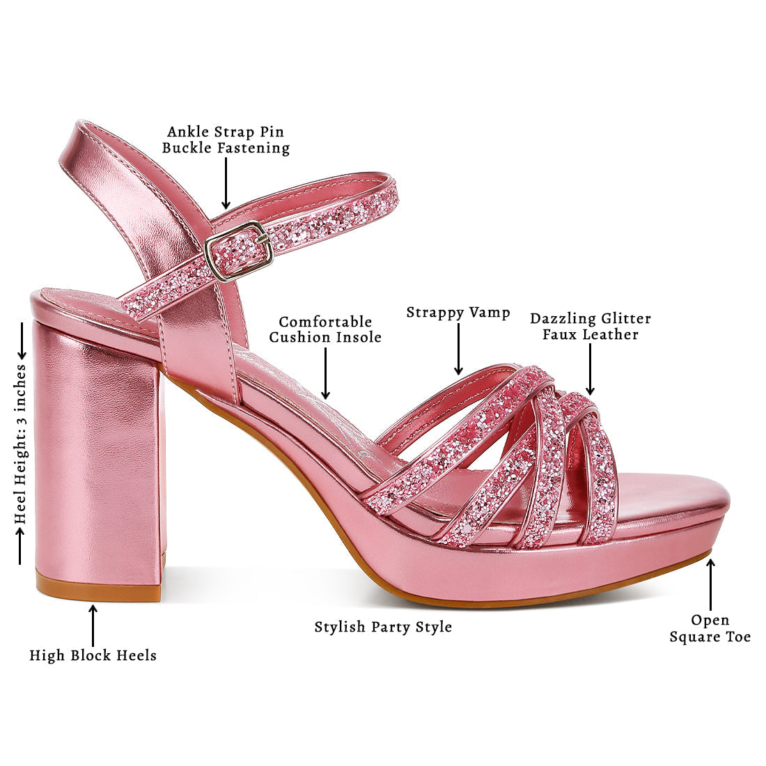 glitter strappy block sandals#color_pink