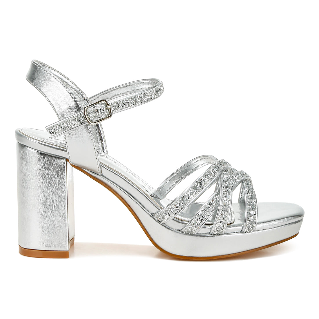 glitter strappy block sandals#color_silver
