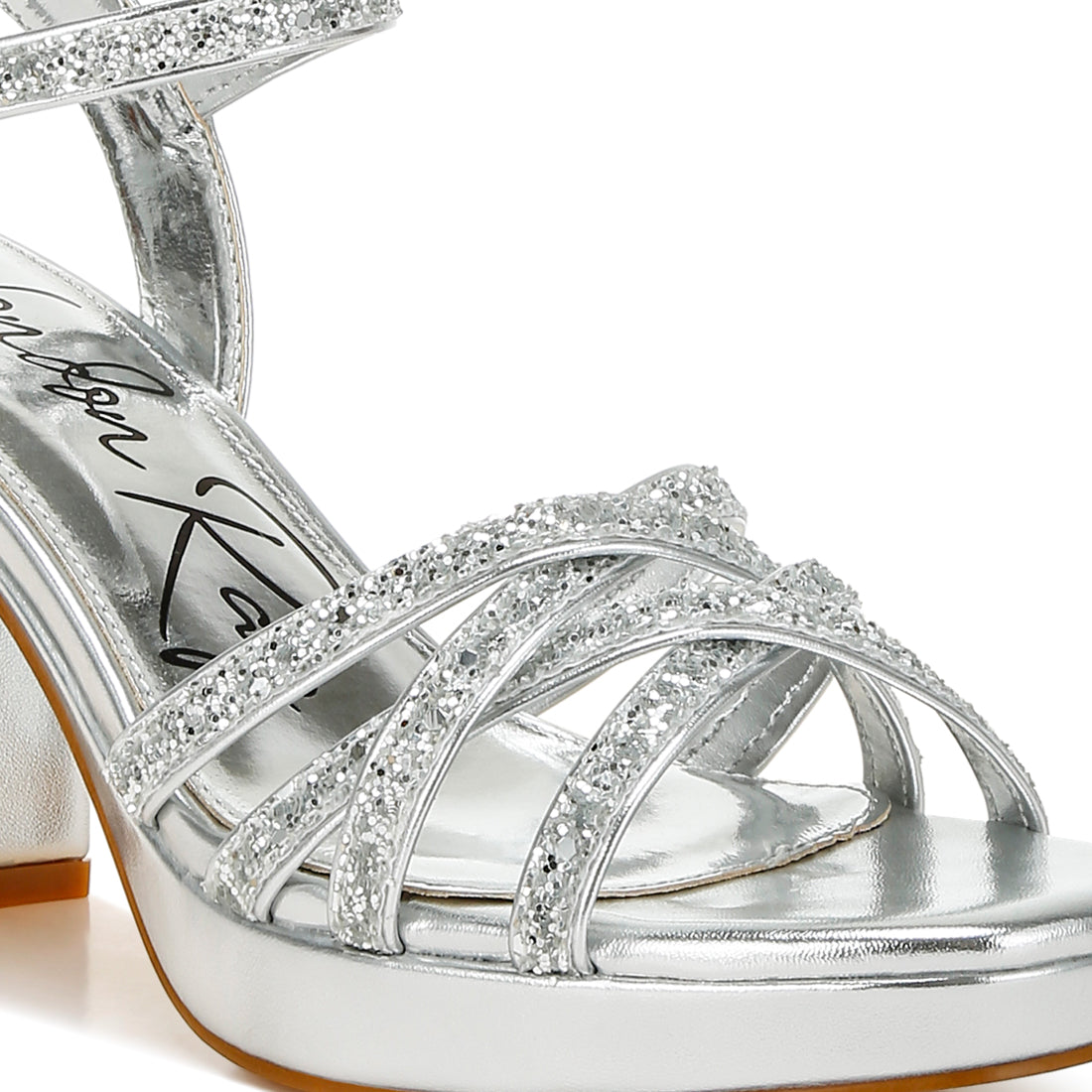 glitter strappy block sandals#color_silver