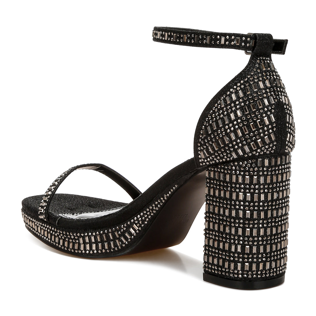 rhinestones embellished block sandals#color_black