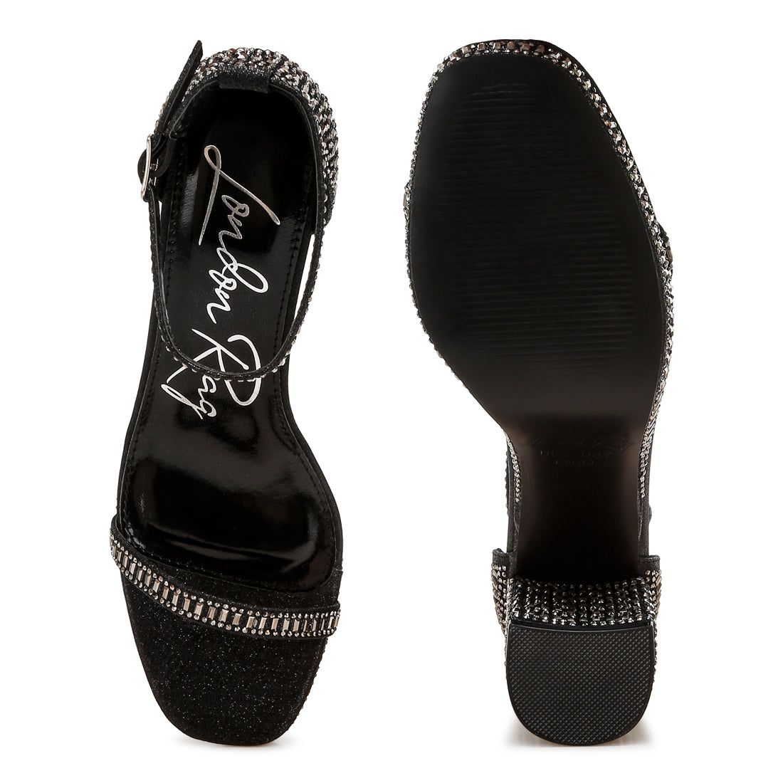 rhinestones embellished block sandals#color_black