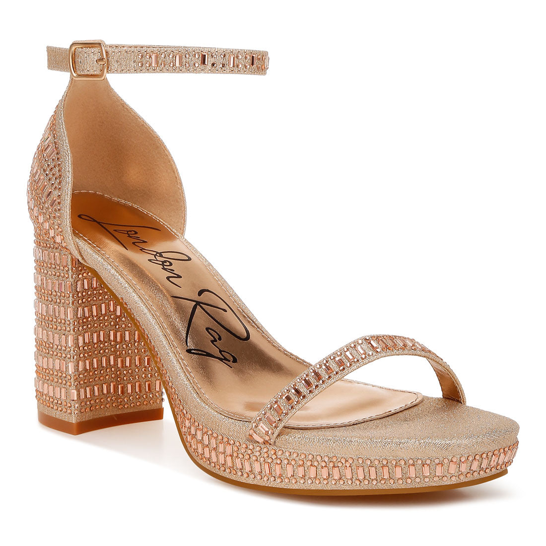 rhinestones embellished block sandals#color_rose-gold