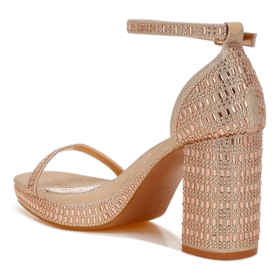 rhinestones embellished block sandals#color_rose-gold