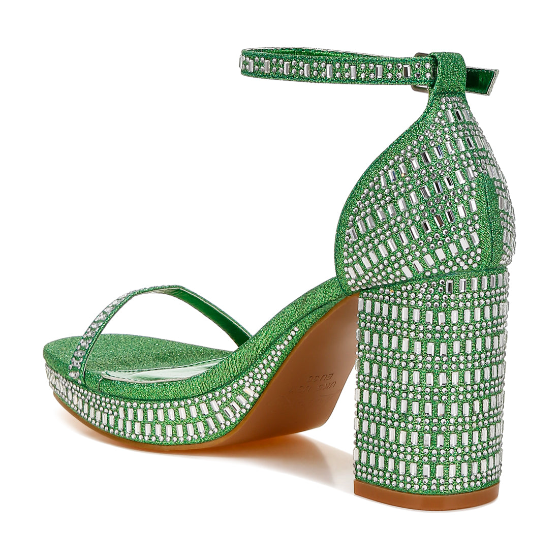 rhinestones embellished block sandals#color_green