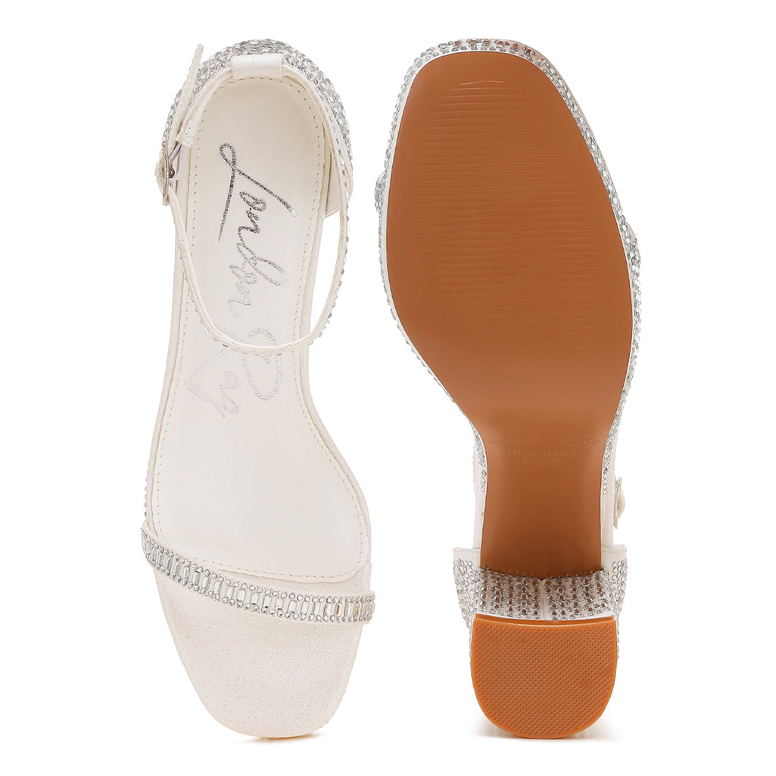 rhinestones embellished block sandals#color_white