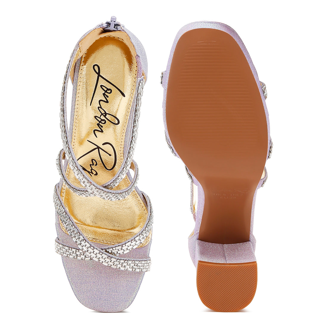 rhinestones embellished strappy sandals#color_lilac