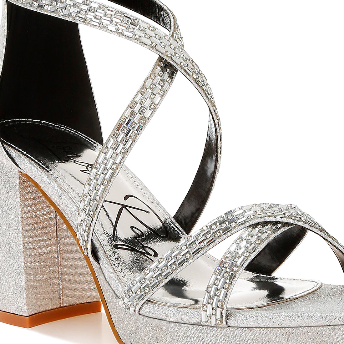 rhinestones embellished strappy sandals#color_silver