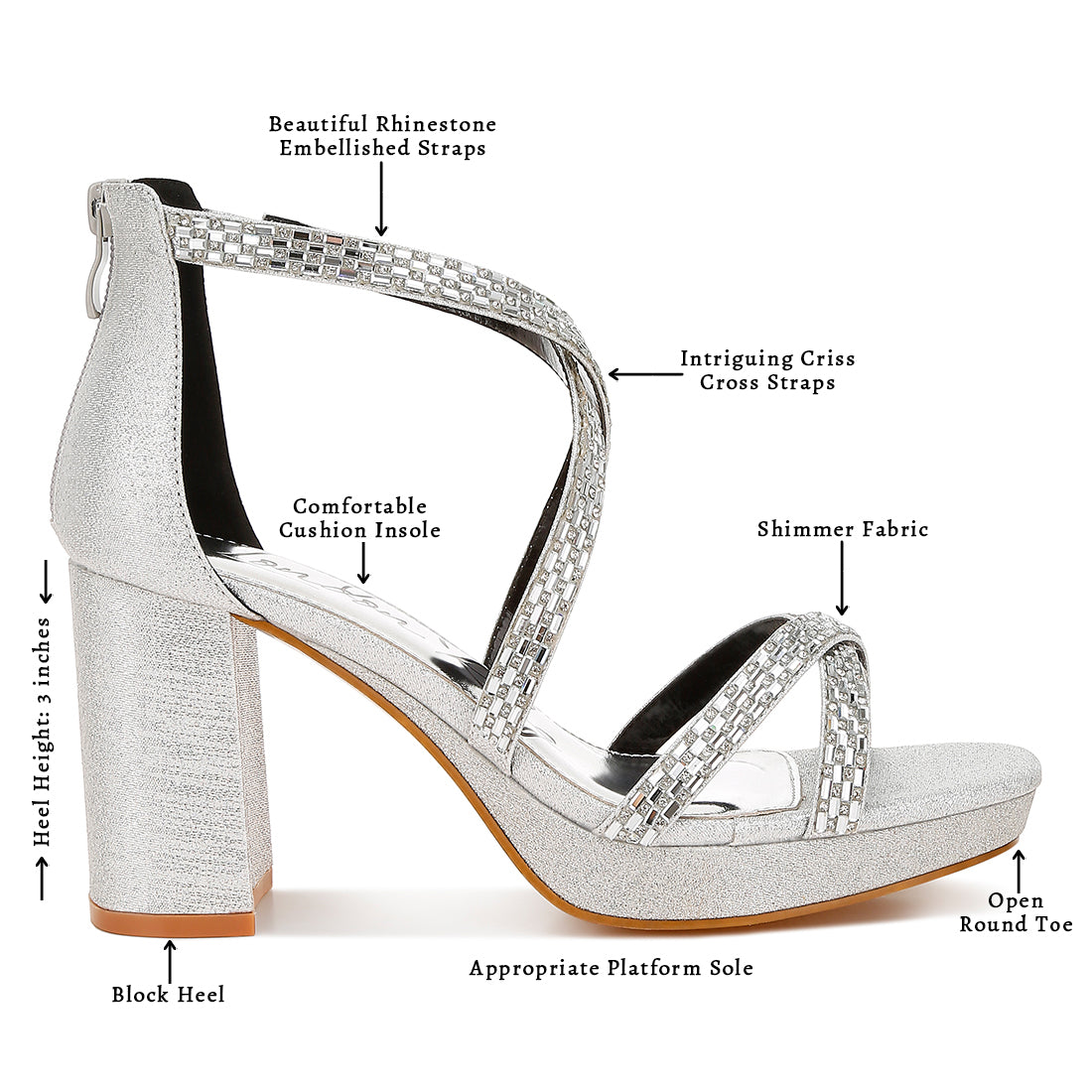 rhinestones embellished strappy sandals#color_silver