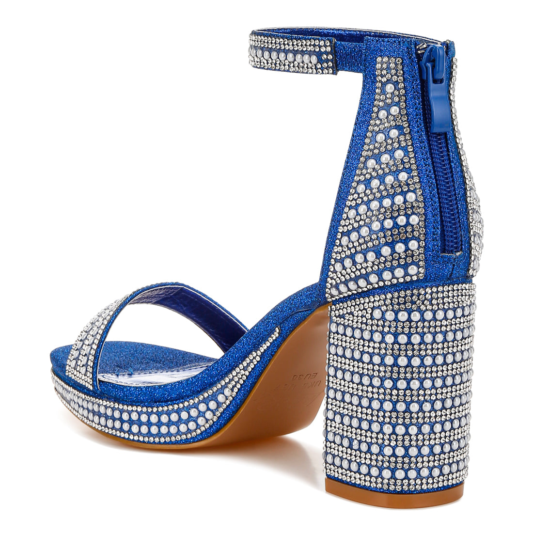 rhinestones and pearl embellished sandals#color_blue