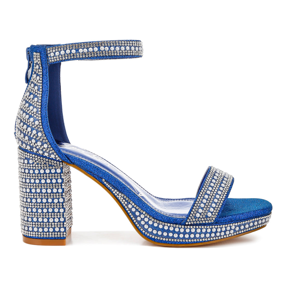 rhinestones and pearl embellished sandals#color_blue