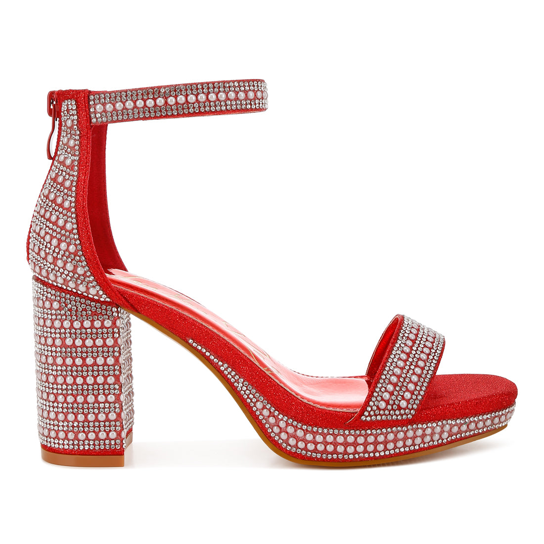 rhinestones and pearl embellished sandals#color_red