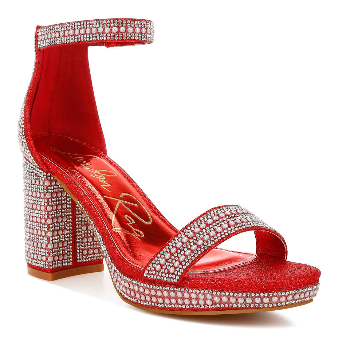 rhinestones and pearl embellished sandals#color_red
