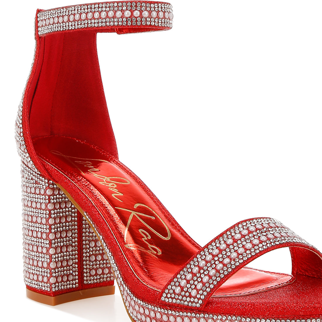 rhinestones and pearl embellished sandals#color_red
