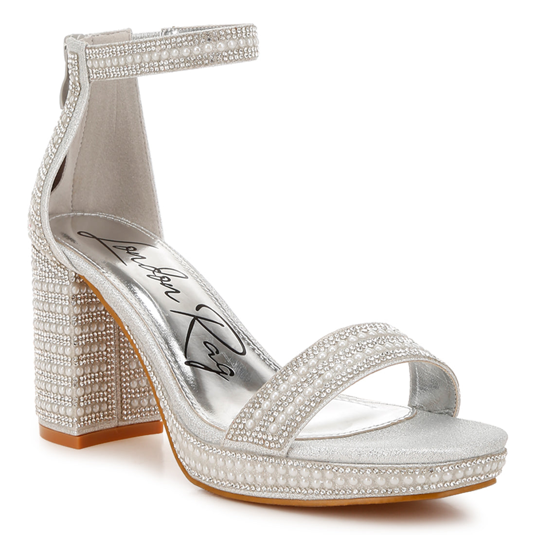rhinestones and pearl embellished sandals#color_silver