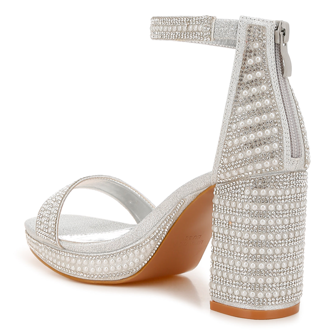 rhinestones and pearl embellished sandals#color_silver