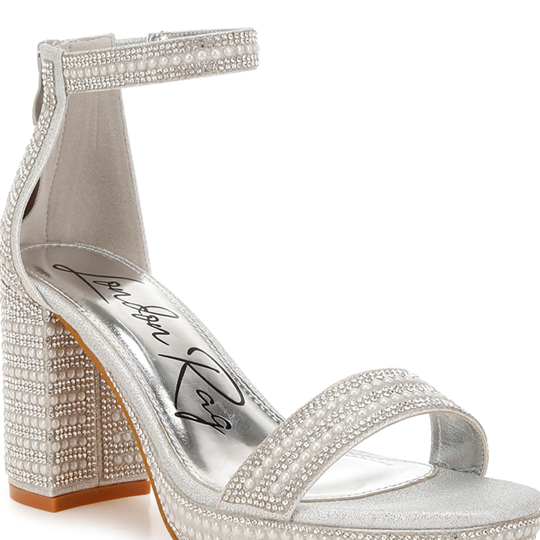 rhinestones and pearl embellished sandals#color_silver