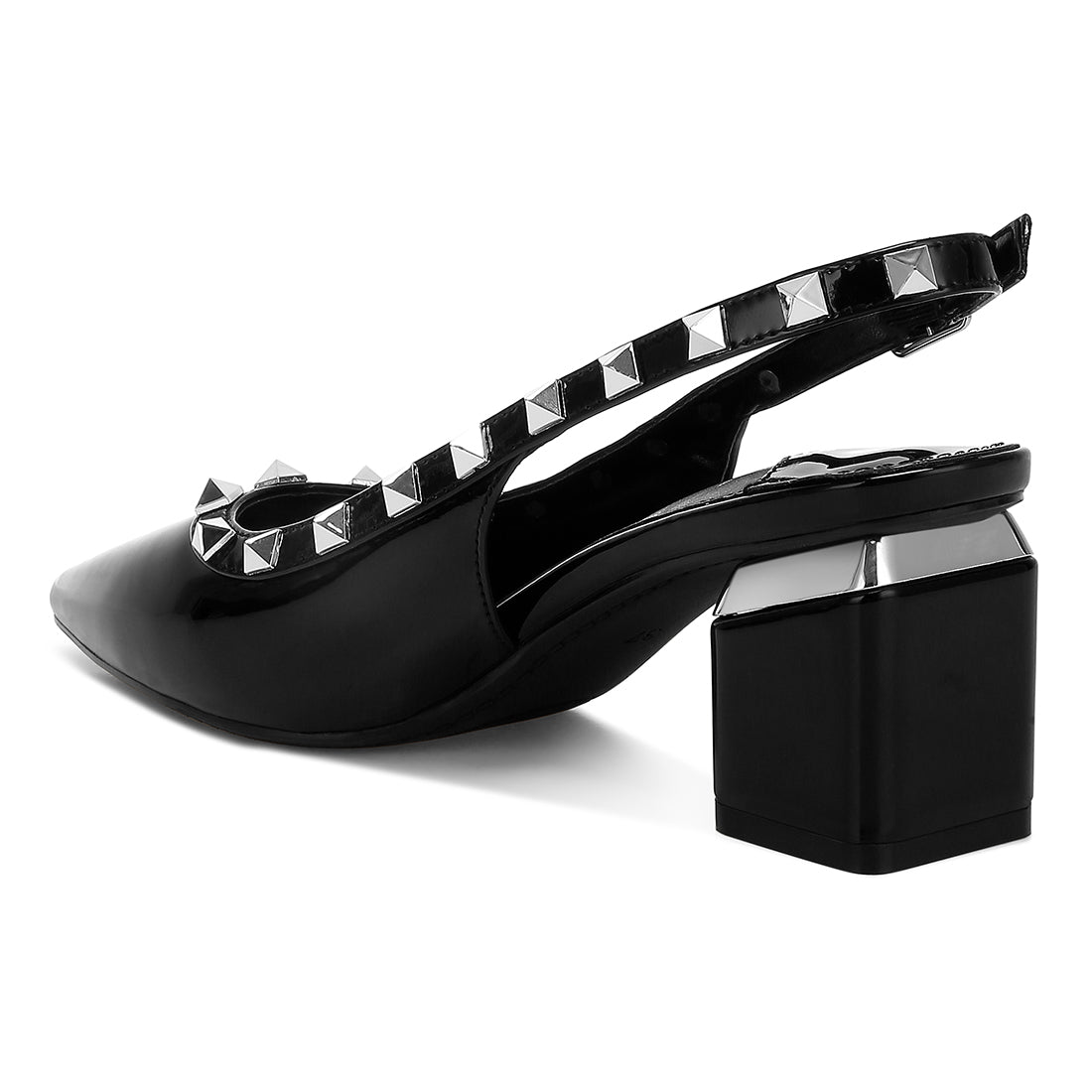 stud embellished slingback sandals
#color_black