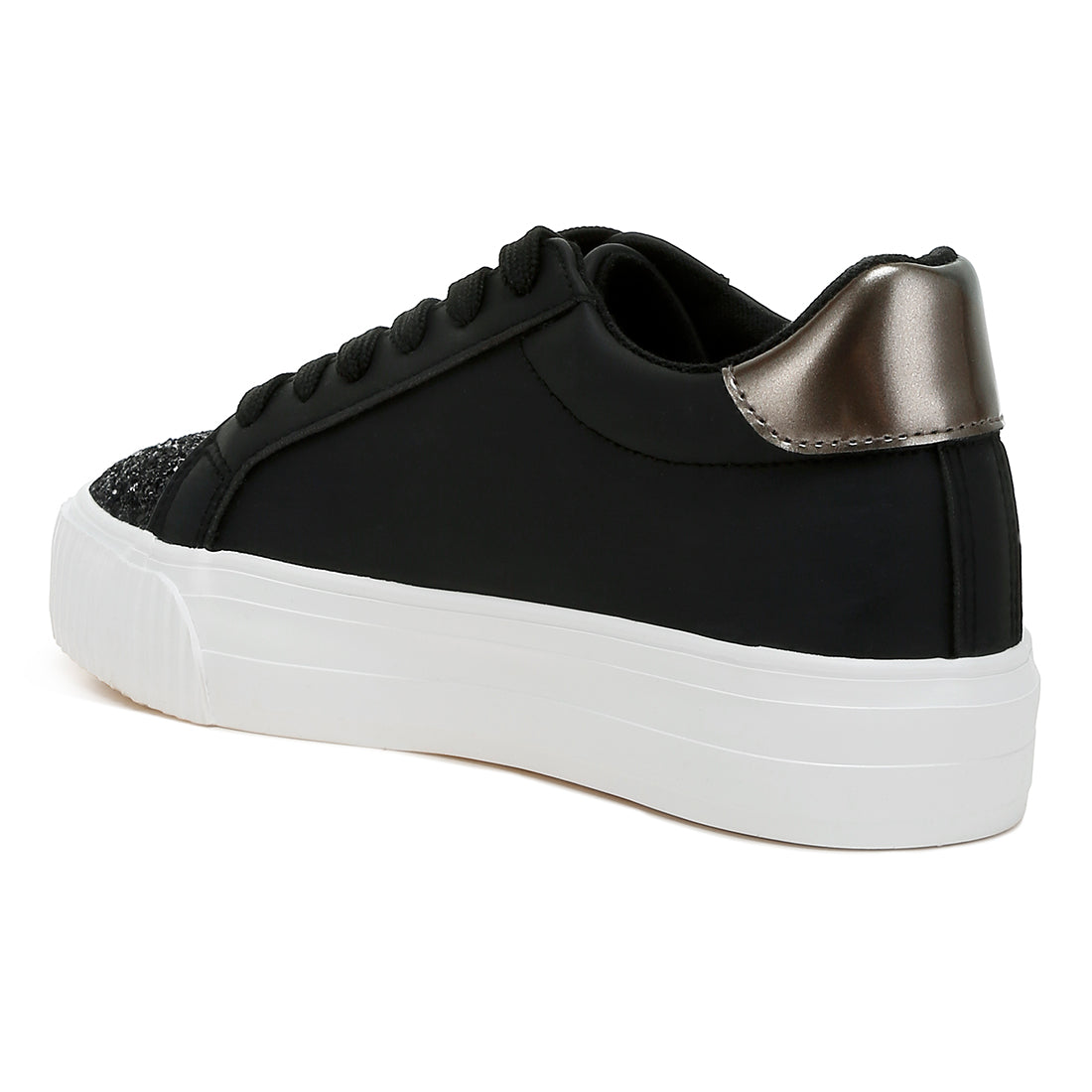 glitter patch chunky sneakers#color_black