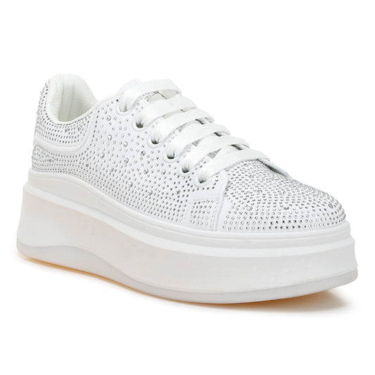 rhinestones embellished chunky sneakers#color_white