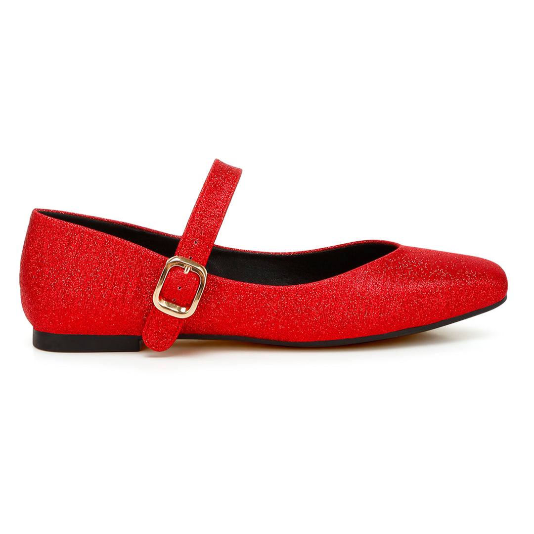 glitter pin buckle ballerinas#color_red