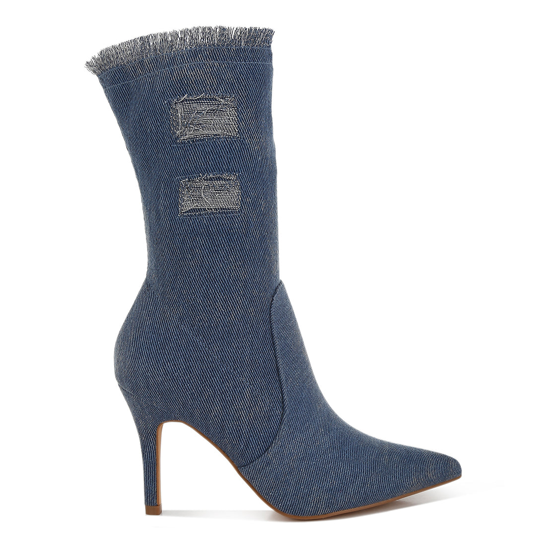 women distressed denim mid-calf boots#color_denim