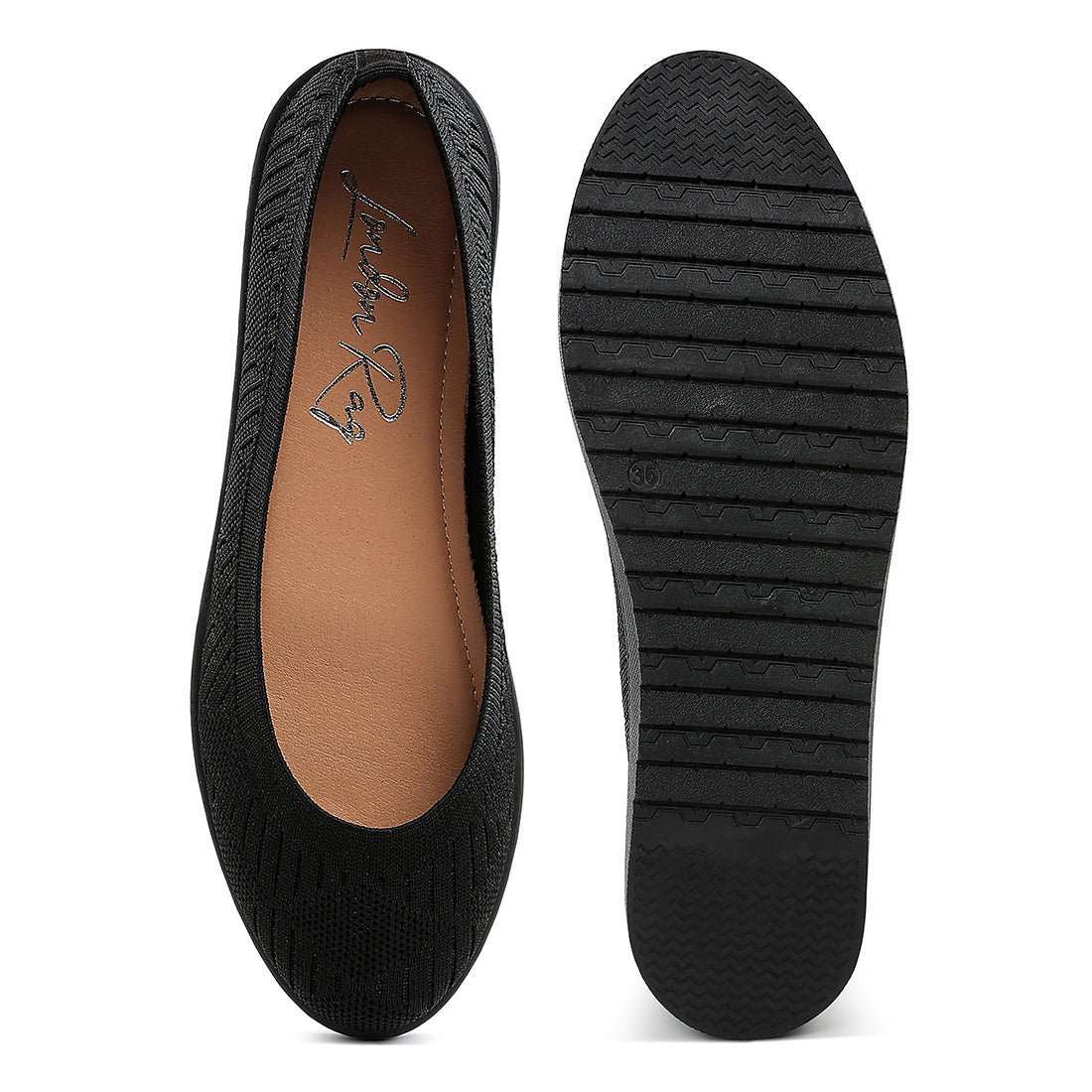 knitted flat ballet flats#color_black