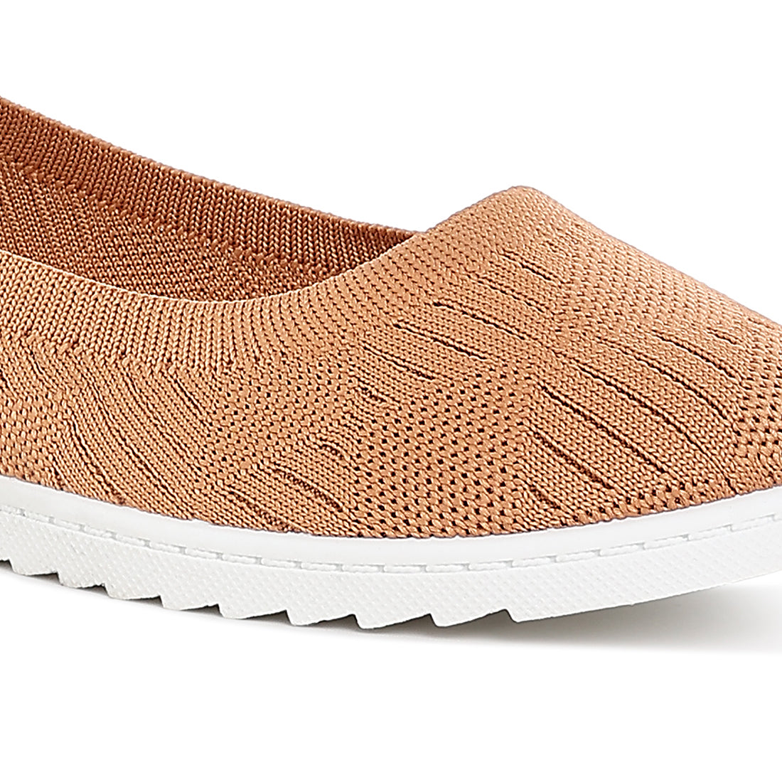 knitted flat ballet flats#color_tan