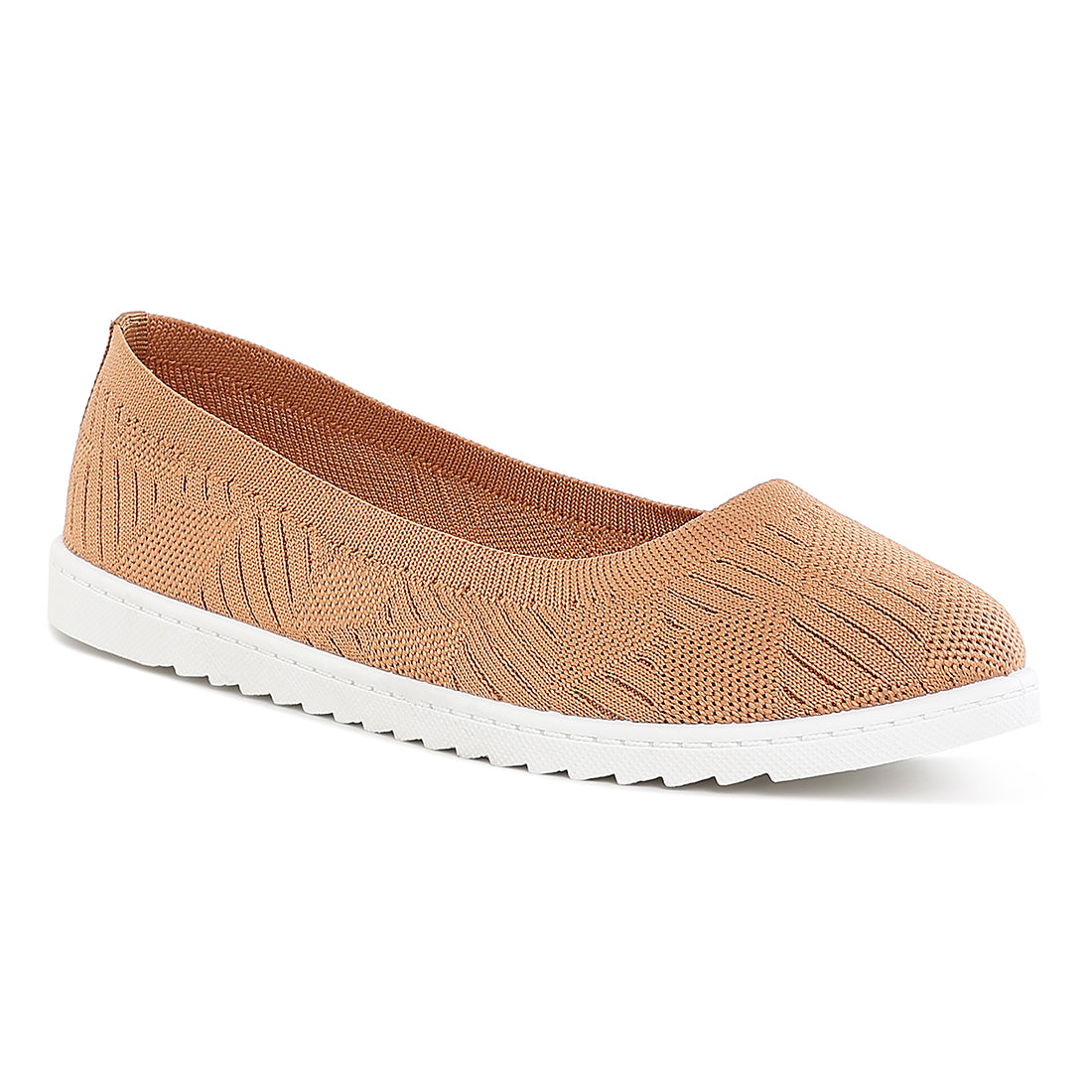 knitted flat ballet flats#color_tan