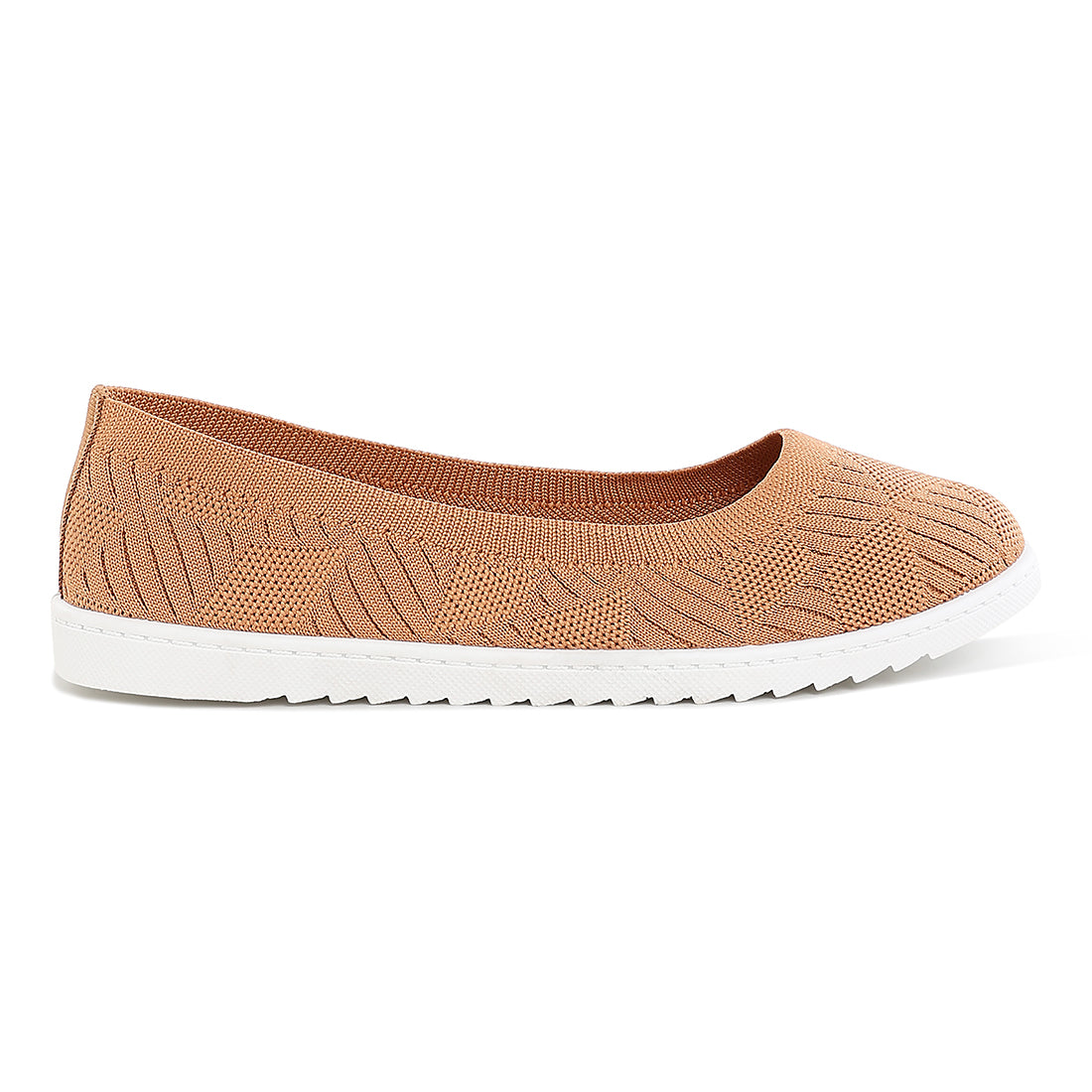 knitted flat ballet flats#color_tan