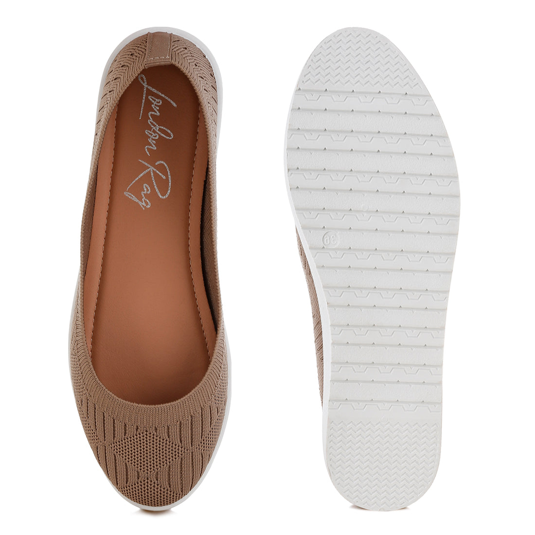 knitted flat ballet flats#color_taupe