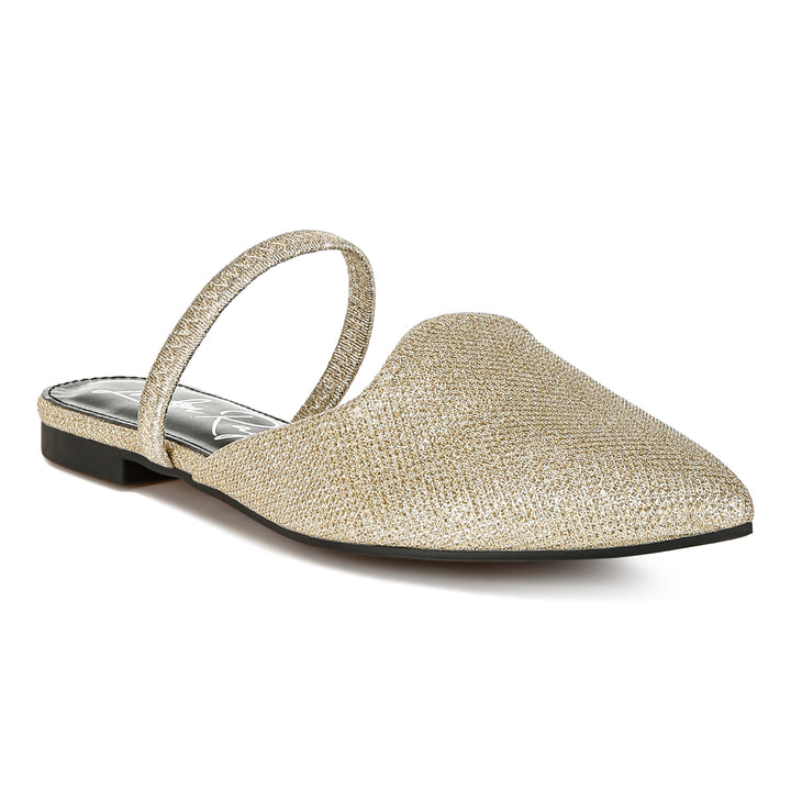 glitter faux leather flat mules#color_gold