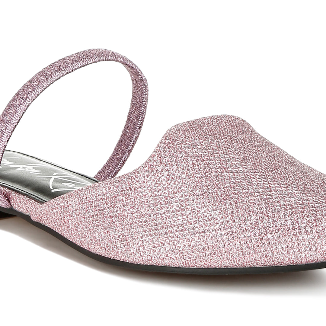 glitter faux leather flat mules#color_pink