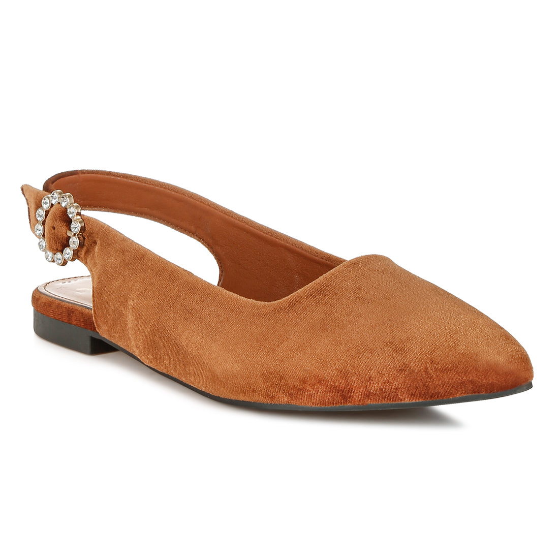 velvet slingback flat sandals#color_brown