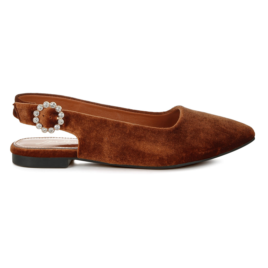 velvet slingback flat sandals#color_brown