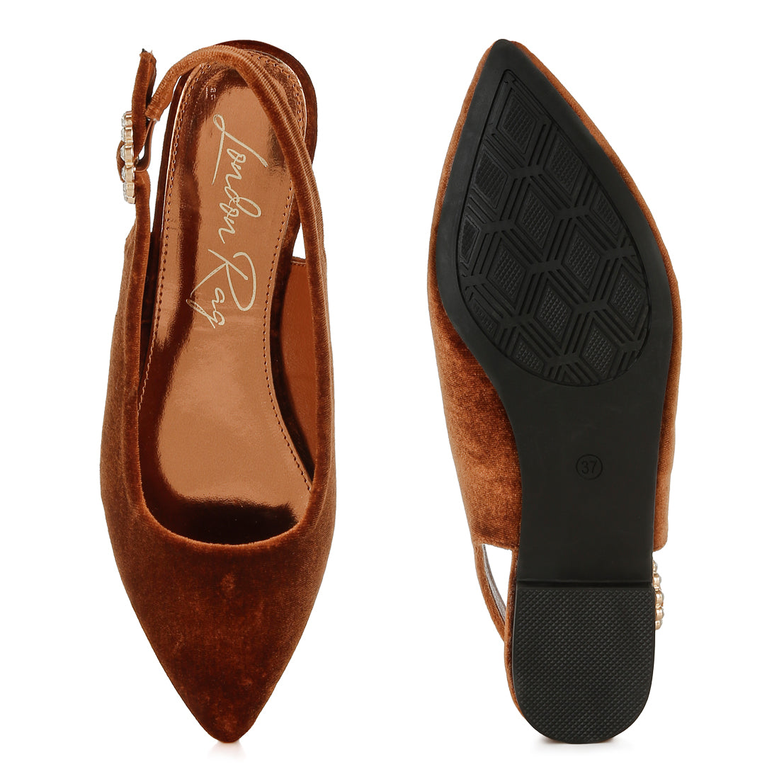 velvet slingback flat sandals#color_brown
